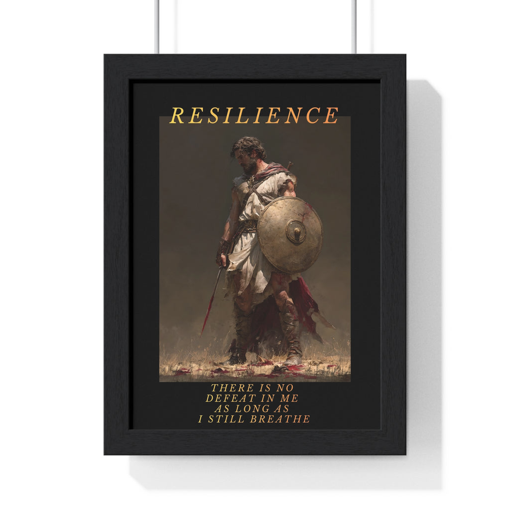 Resilience - Roman Gladiator Vertical Framed Poster | Motivational Wall Art