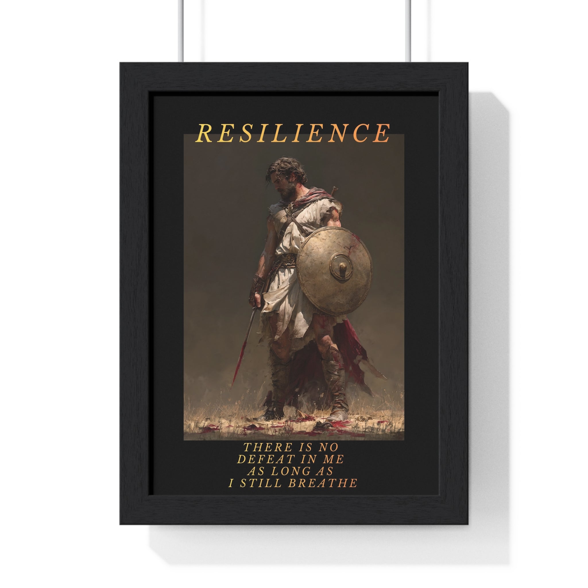 Resilience - Roman Gladiator Vertical Framed Poster | Motivational Wall Art