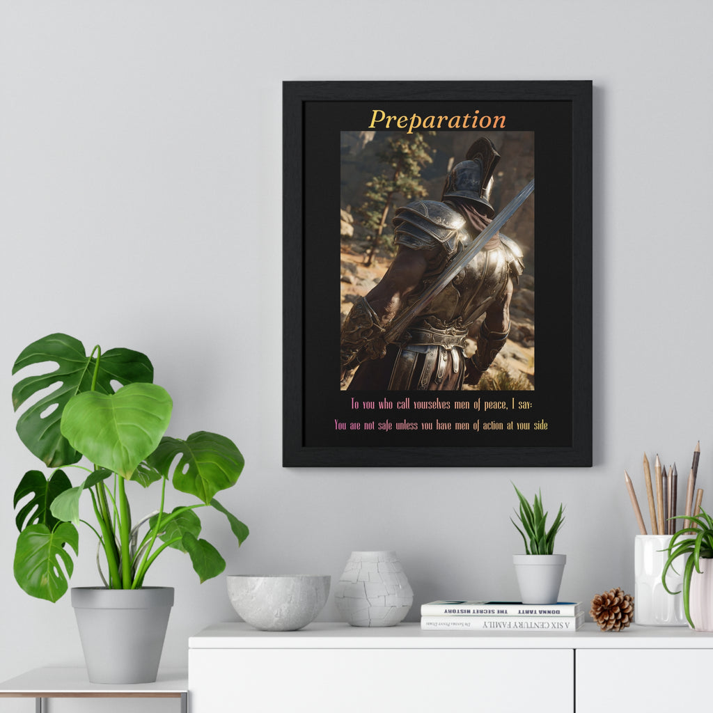 "Preparation" - Roman Gladiator Themed Vertical Framed Poster