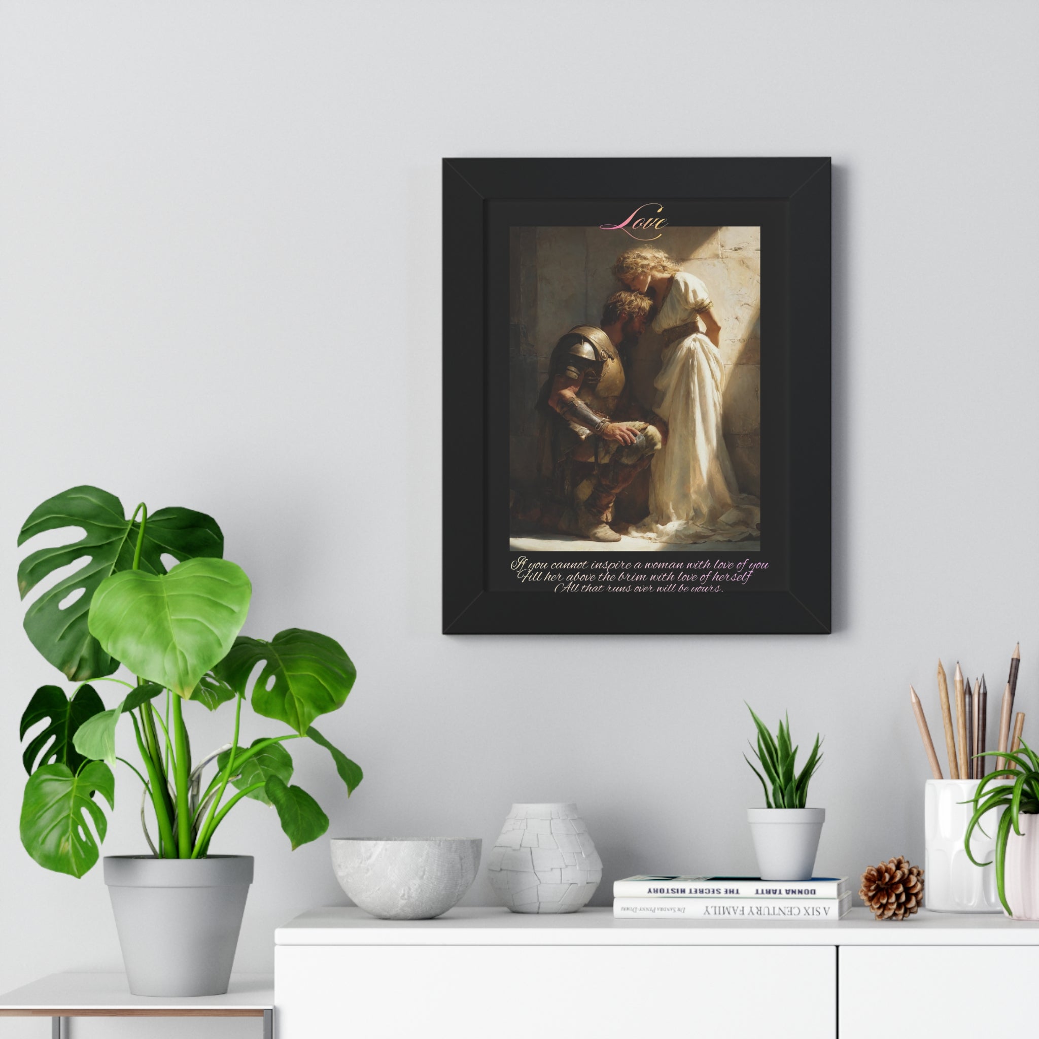 "Love" - Roman Gladiator Themed Art Framed Poster | Museum-Quality Print