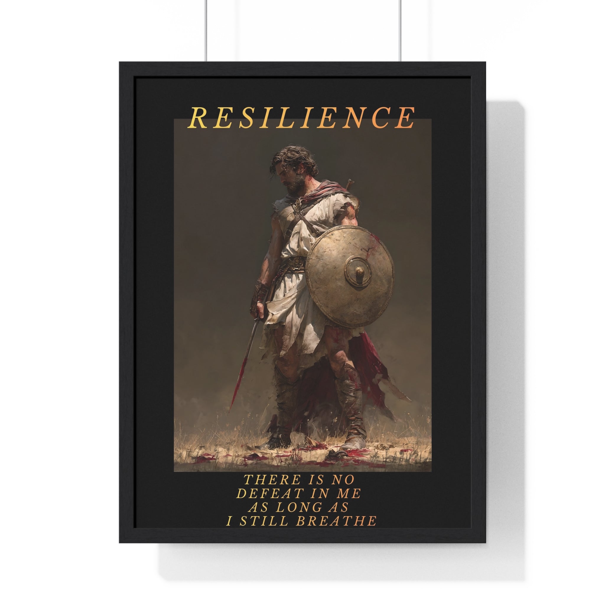 Resilience - Roman Gladiator Vertical Framed Poster | Motivational Wall Art