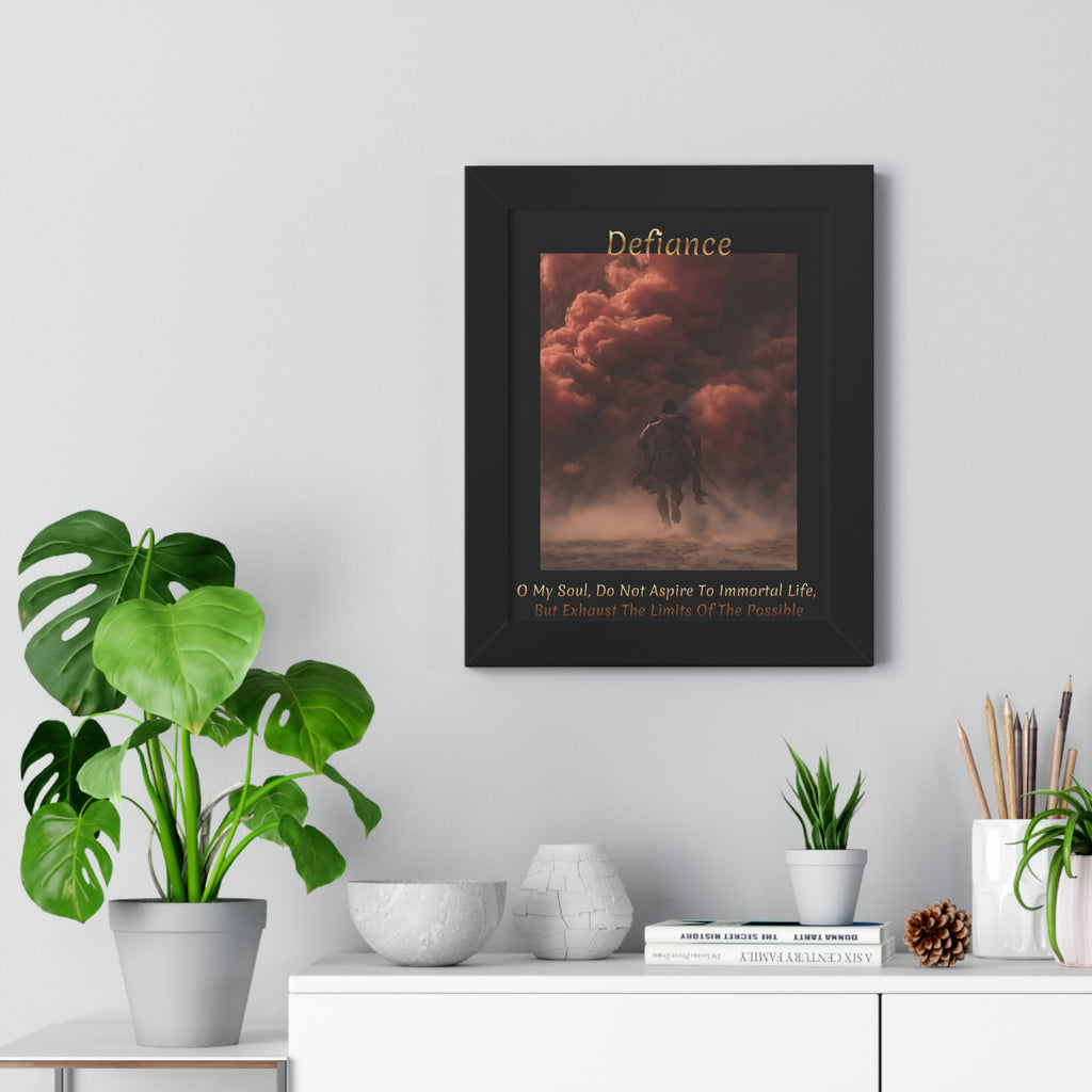 "Defiance" - Roman Gladiator Themed  Art Framed Poster | Bold Statement Wall Art