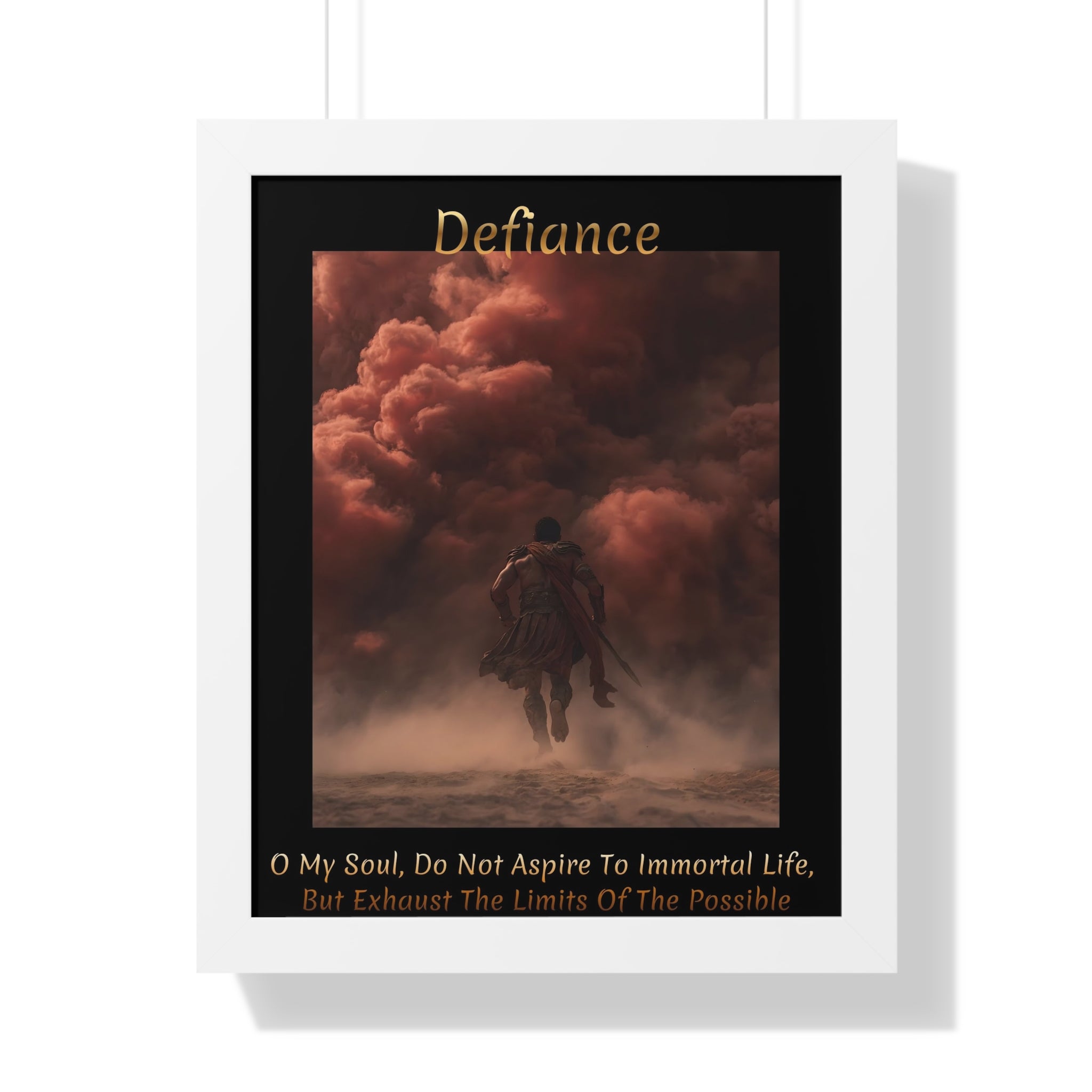 "Defiance" - Roman Gladiator Themed  Art Framed Poster | Bold Statement Wall Art
