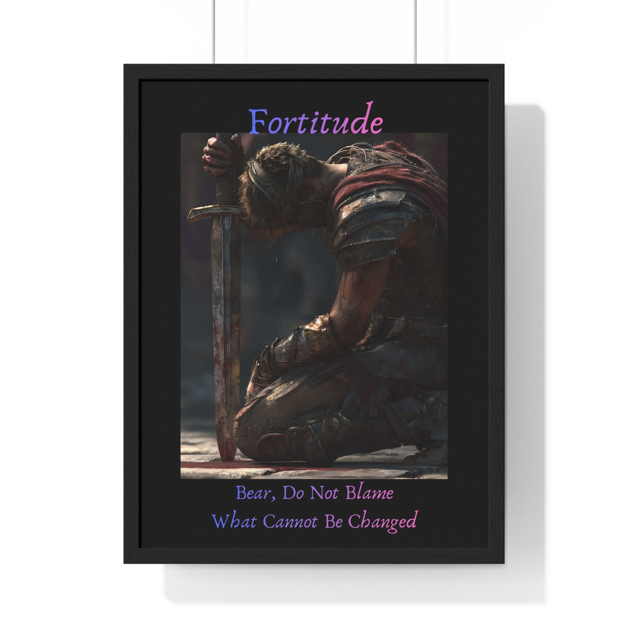 "Fortitude" - Roman Gladiator Vertical Framed Poster | Strength Wall Art