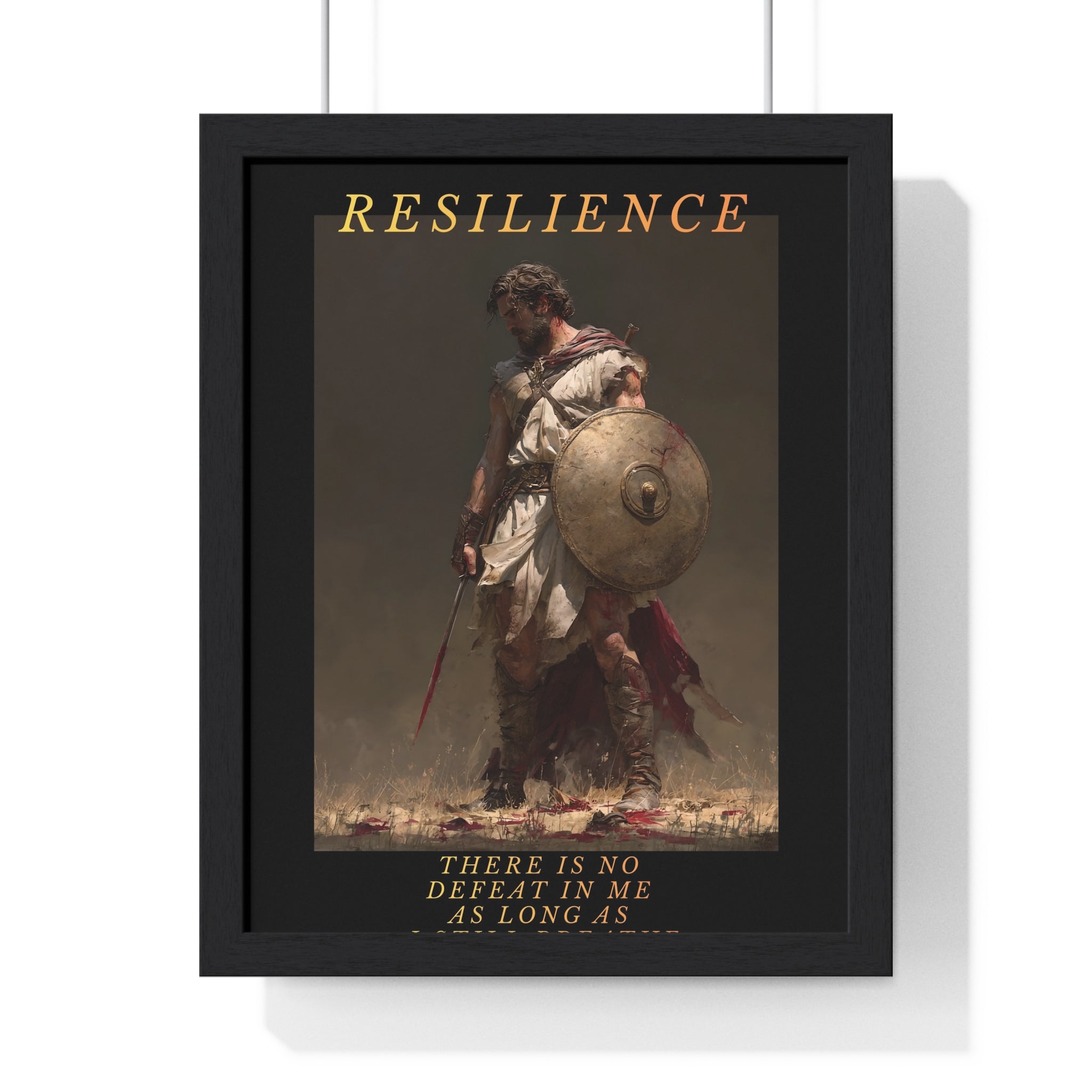Resilience - Roman Gladiator Vertical Framed Poster | Motivational Wall Art