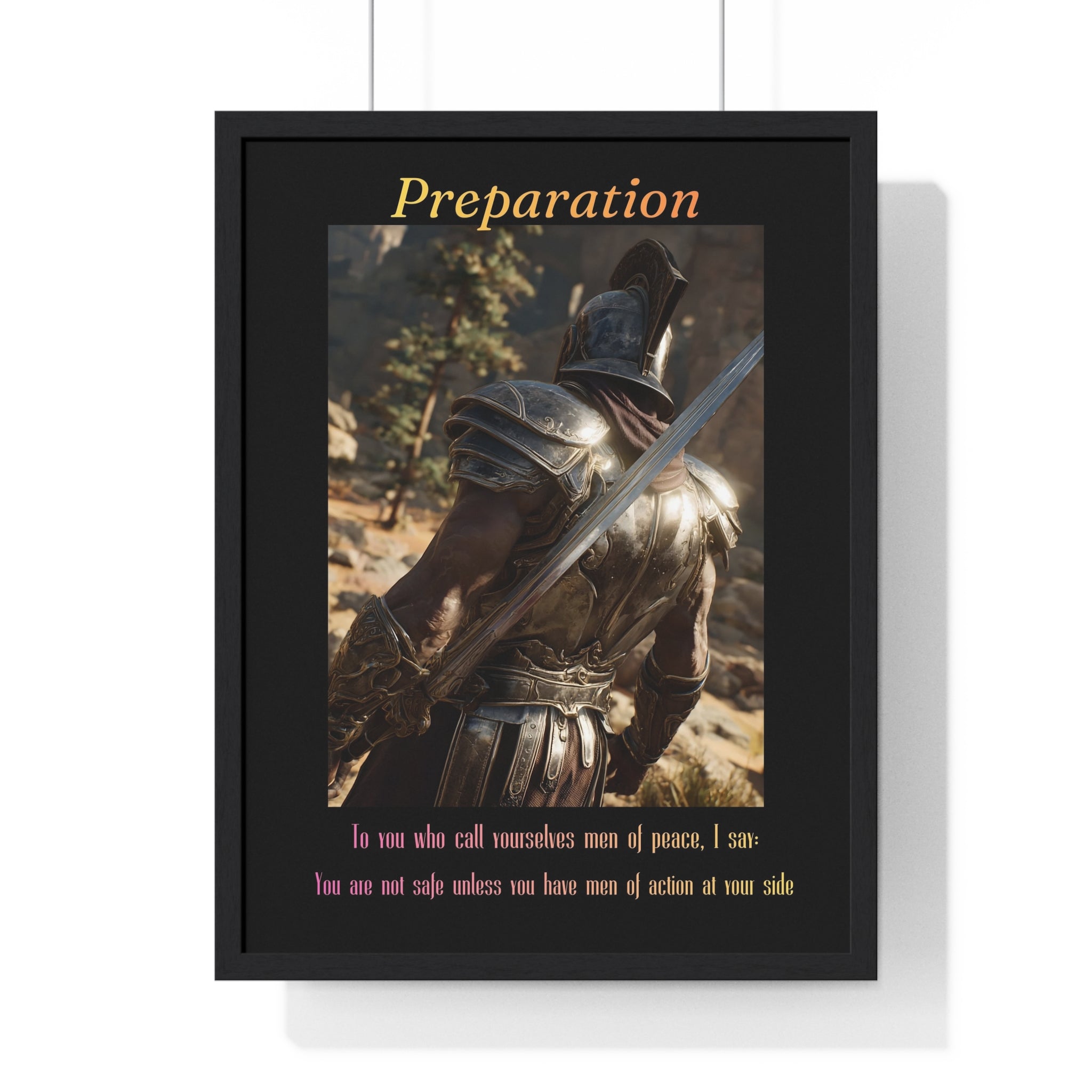 "Preparation" - Roman Gladiator Themed Vertical Framed Poster