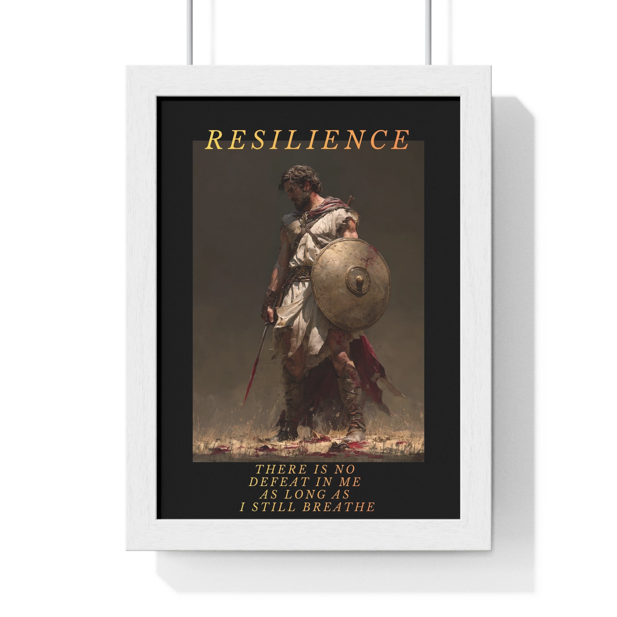 Resilience - Roman Gladiator Vertical Framed Poster | Motivational Wall Art