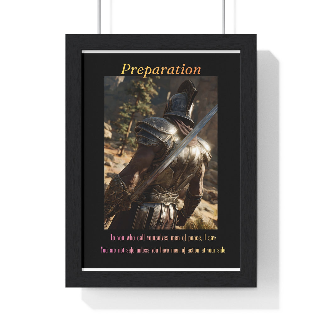 "Preparation" - Roman Gladiator Themed Vertical Framed Poster