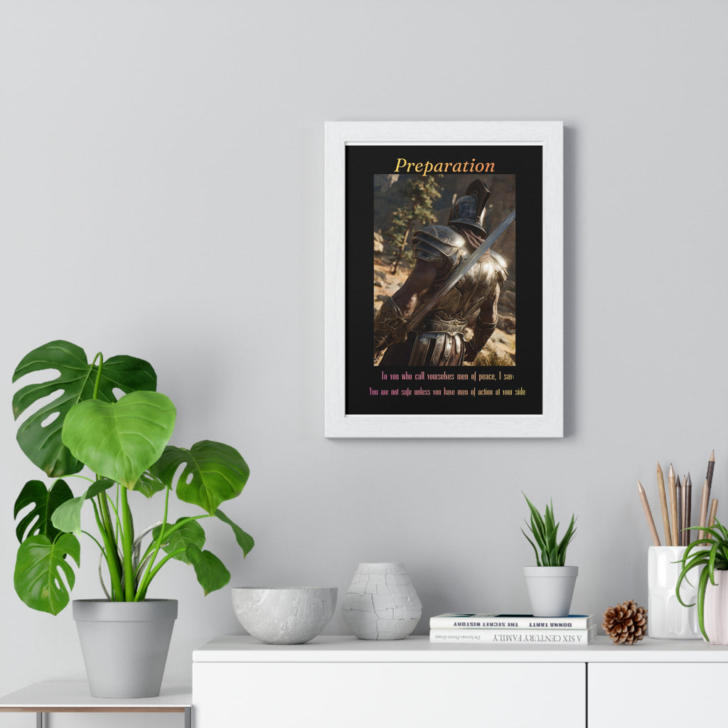 "Preparation" - Roman Gladiator Themed Vertical Framed Poster