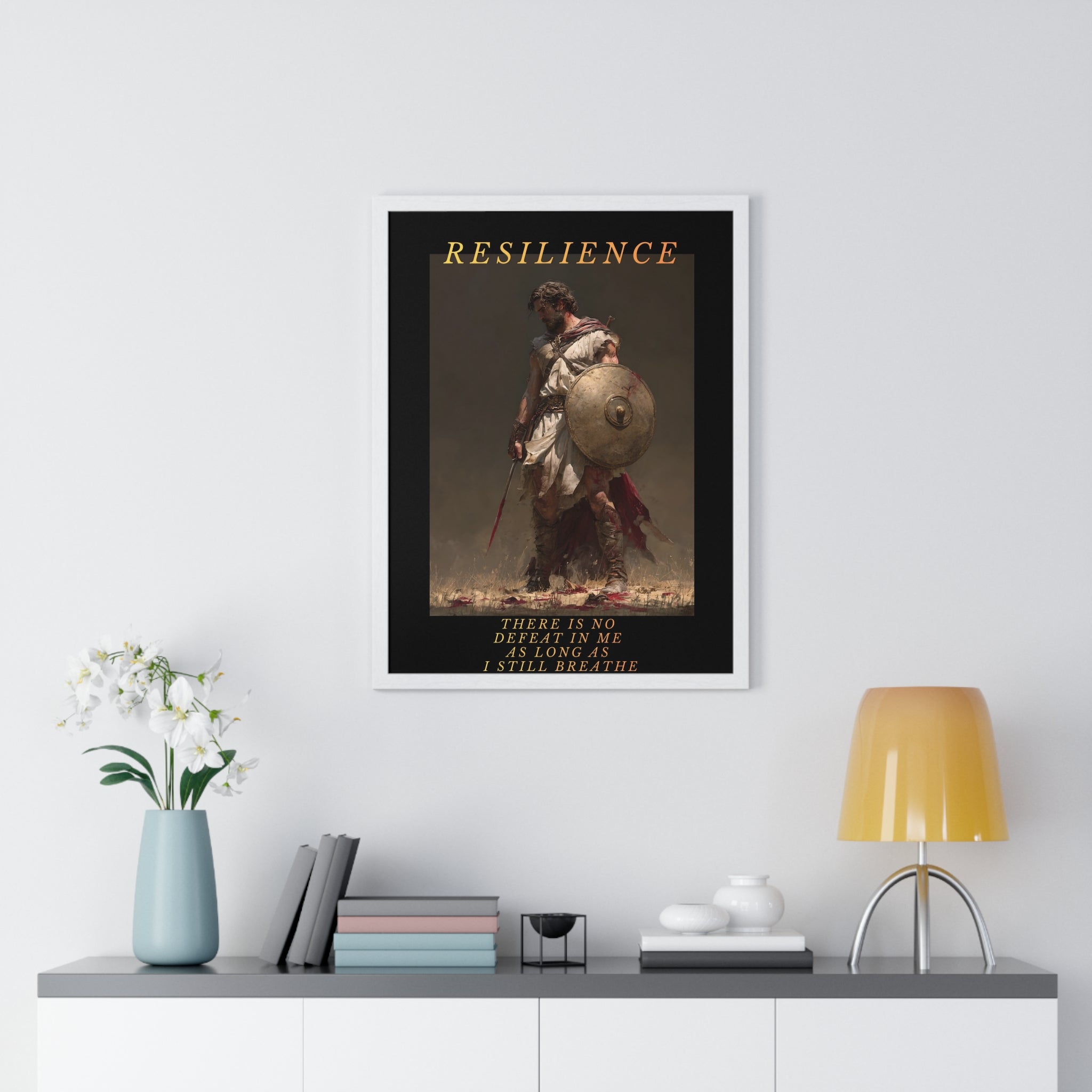 Resilience - Roman Gladiator Vertical Framed Poster | Motivational Wall Art