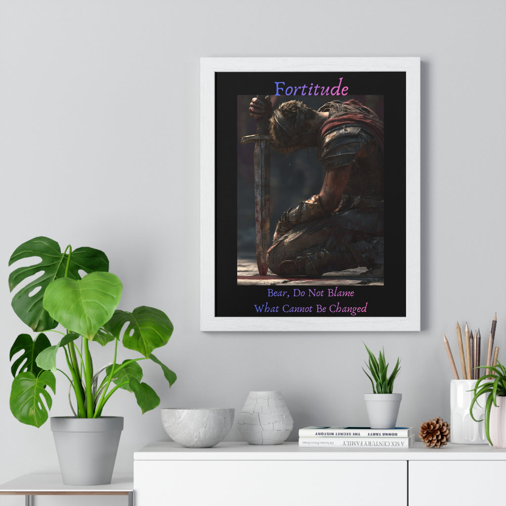 "Fortitude" - Roman Gladiator Vertical Framed Poster | Strength Wall Art