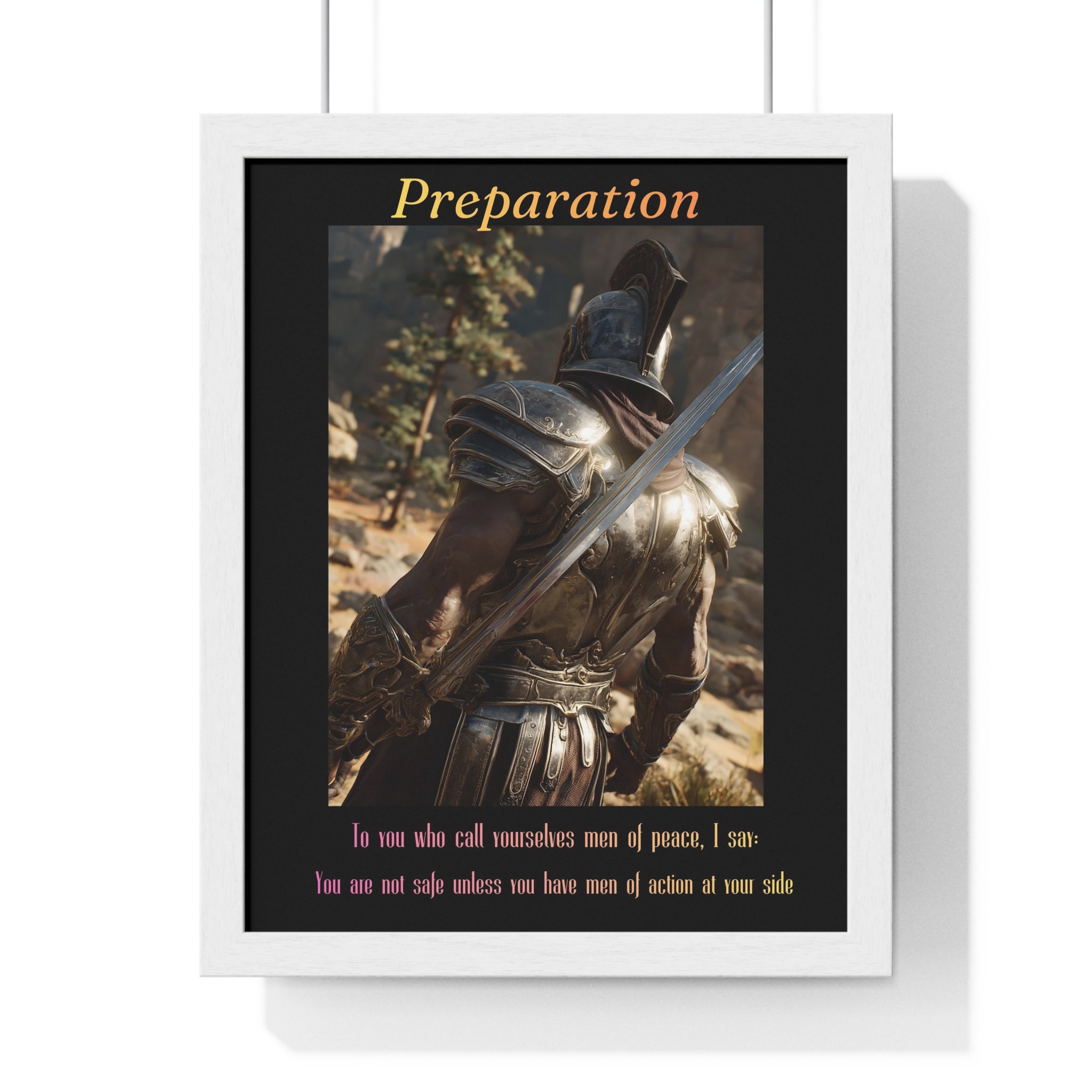 "Preparation" - Roman Gladiator Themed Vertical Framed Poster