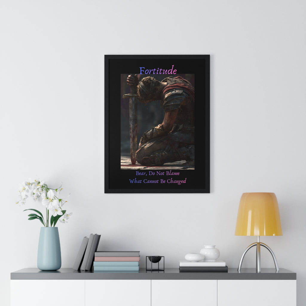 "Fortitude" - Roman Gladiator Vertical Framed Poster | Strength Wall Art