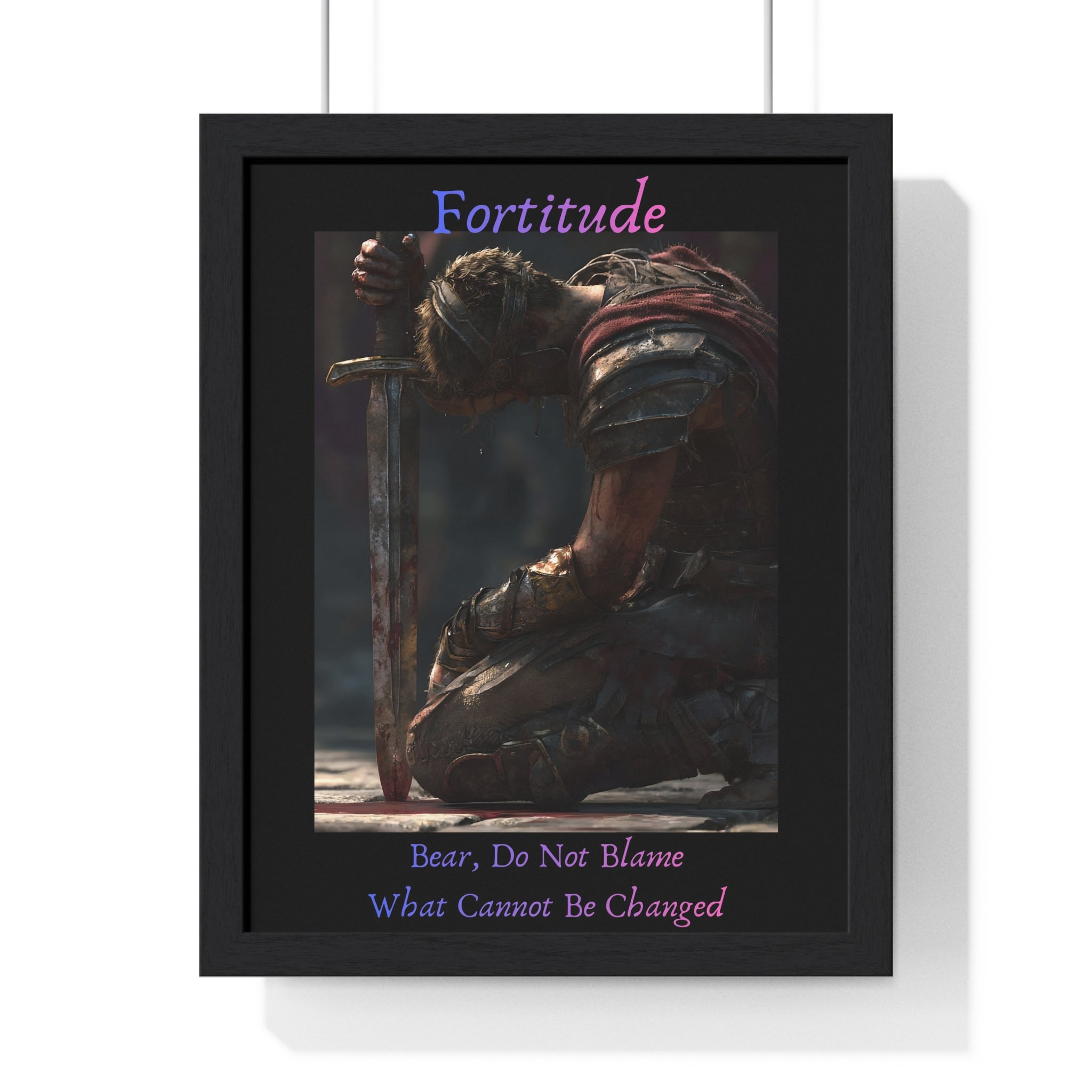 "Fortitude" - Roman Gladiator Vertical Framed Poster | Strength Wall Art