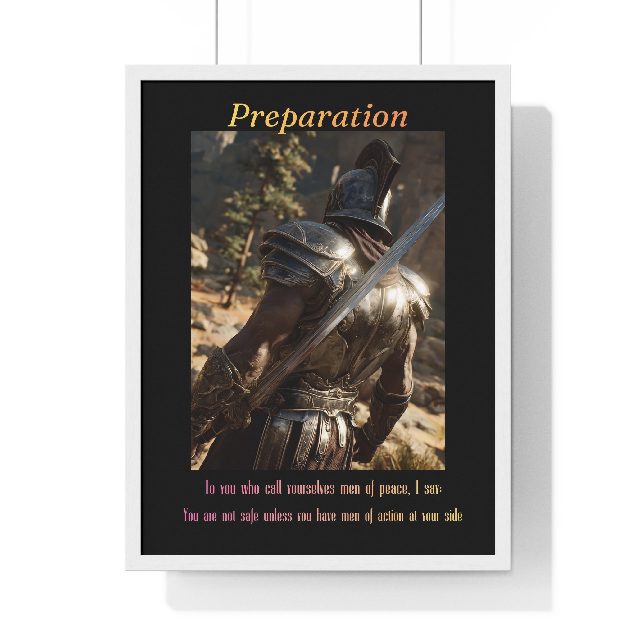 "Preparation" - Roman Gladiator Themed Vertical Framed Poster