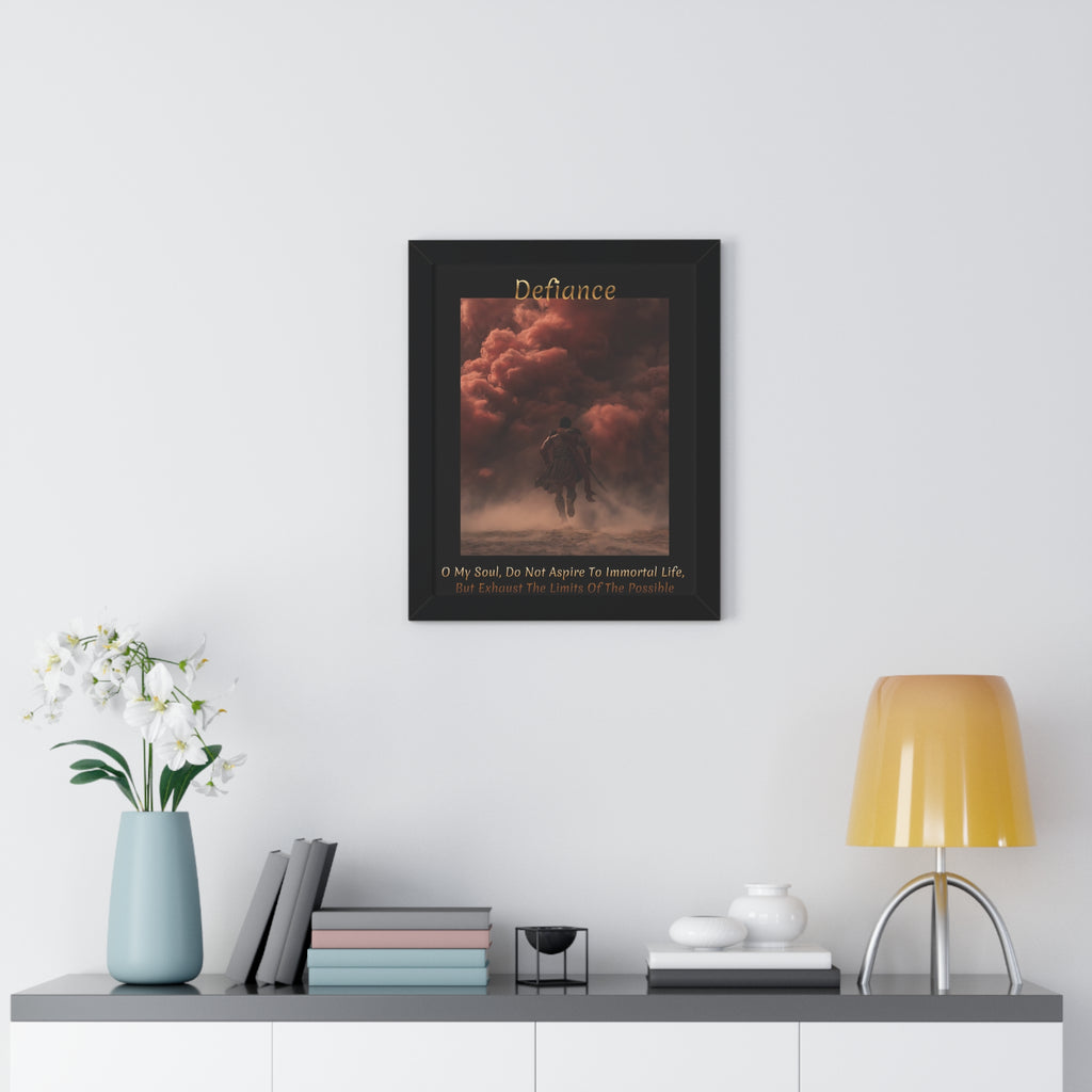 "Defiance" - Roman Gladiator Themed  Art Framed Poster | Bold Statement Wall Art