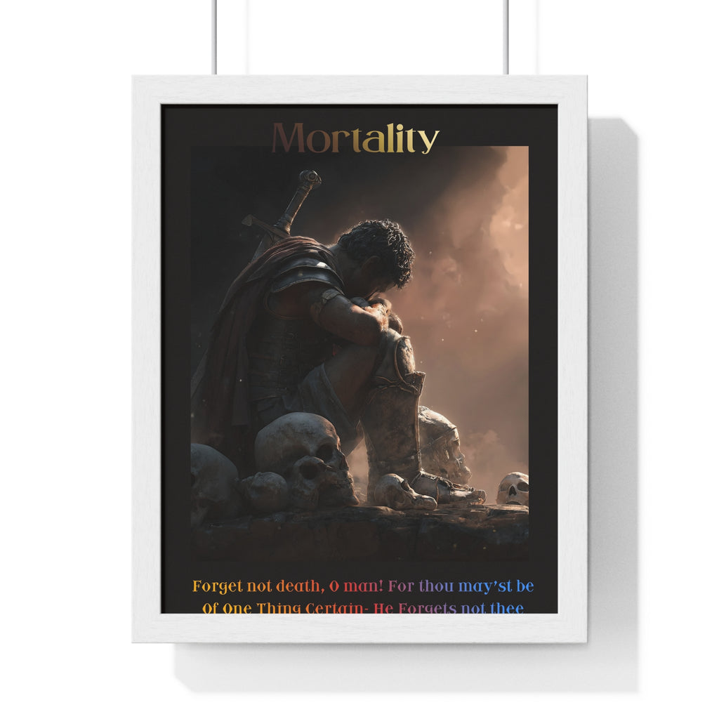"Mortality" - Roman Gladiator Themed Vertical Framed Poster | Memento Mori Art