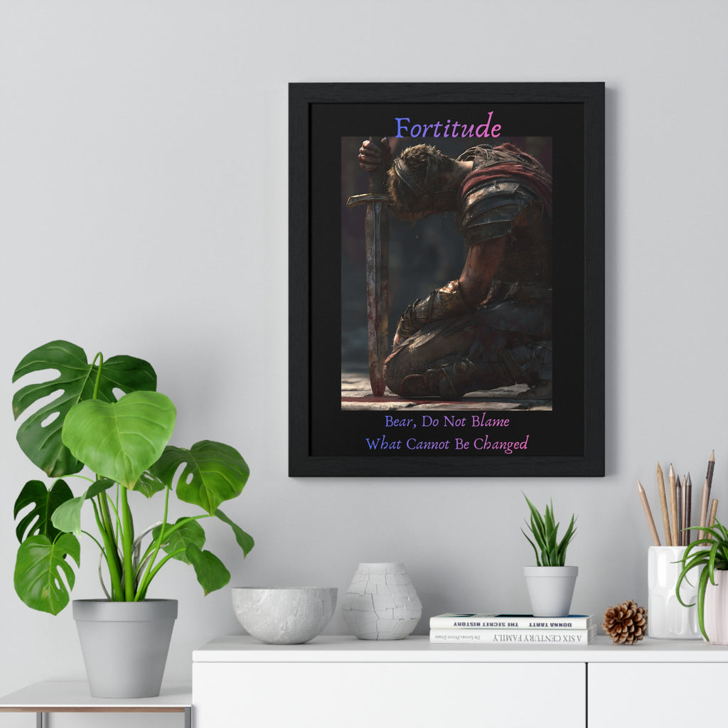 "Fortitude" - Roman Gladiator Vertical Framed Poster | Strength Wall Art