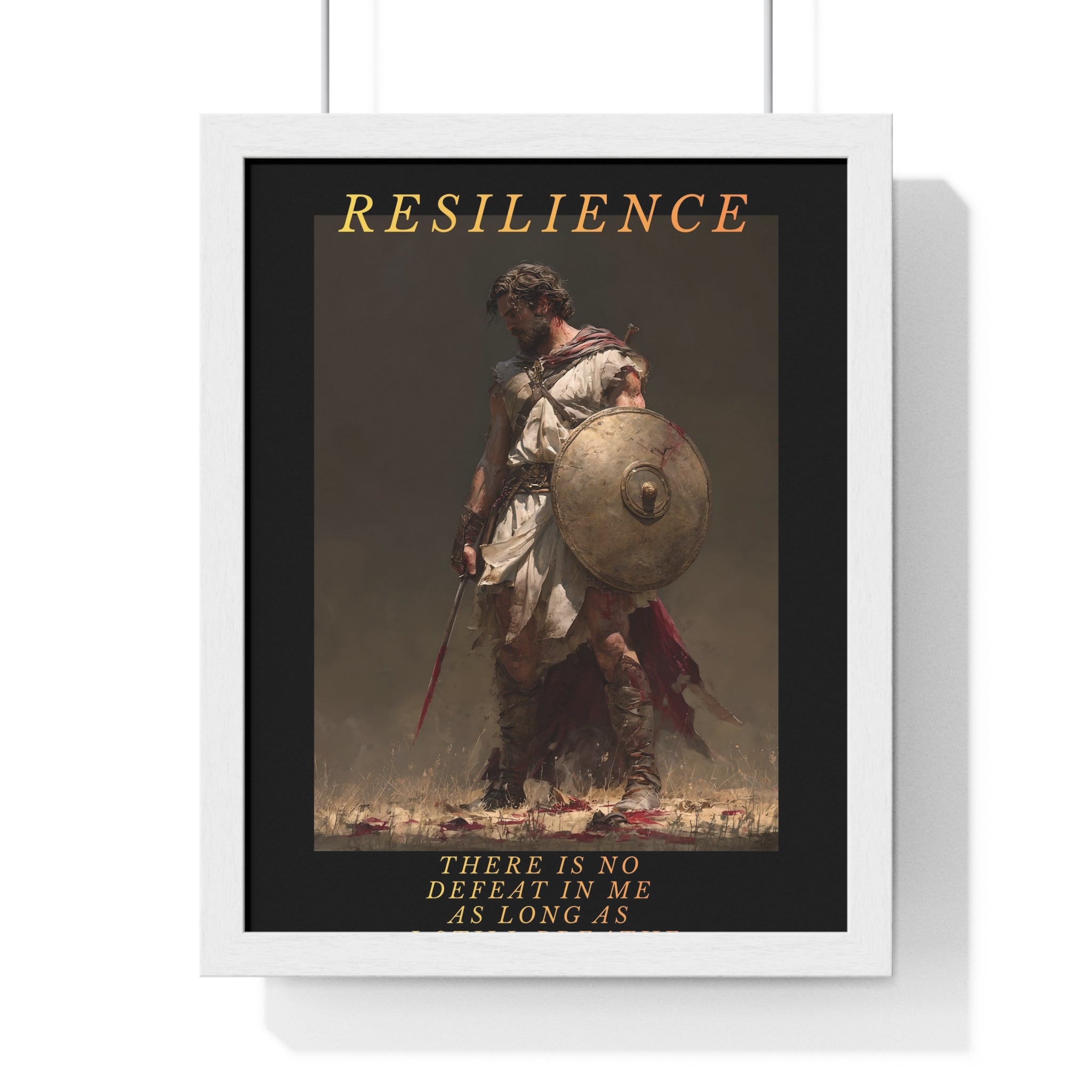 Resilience - Roman Gladiator Vertical Framed Poster | Motivational Wall Art