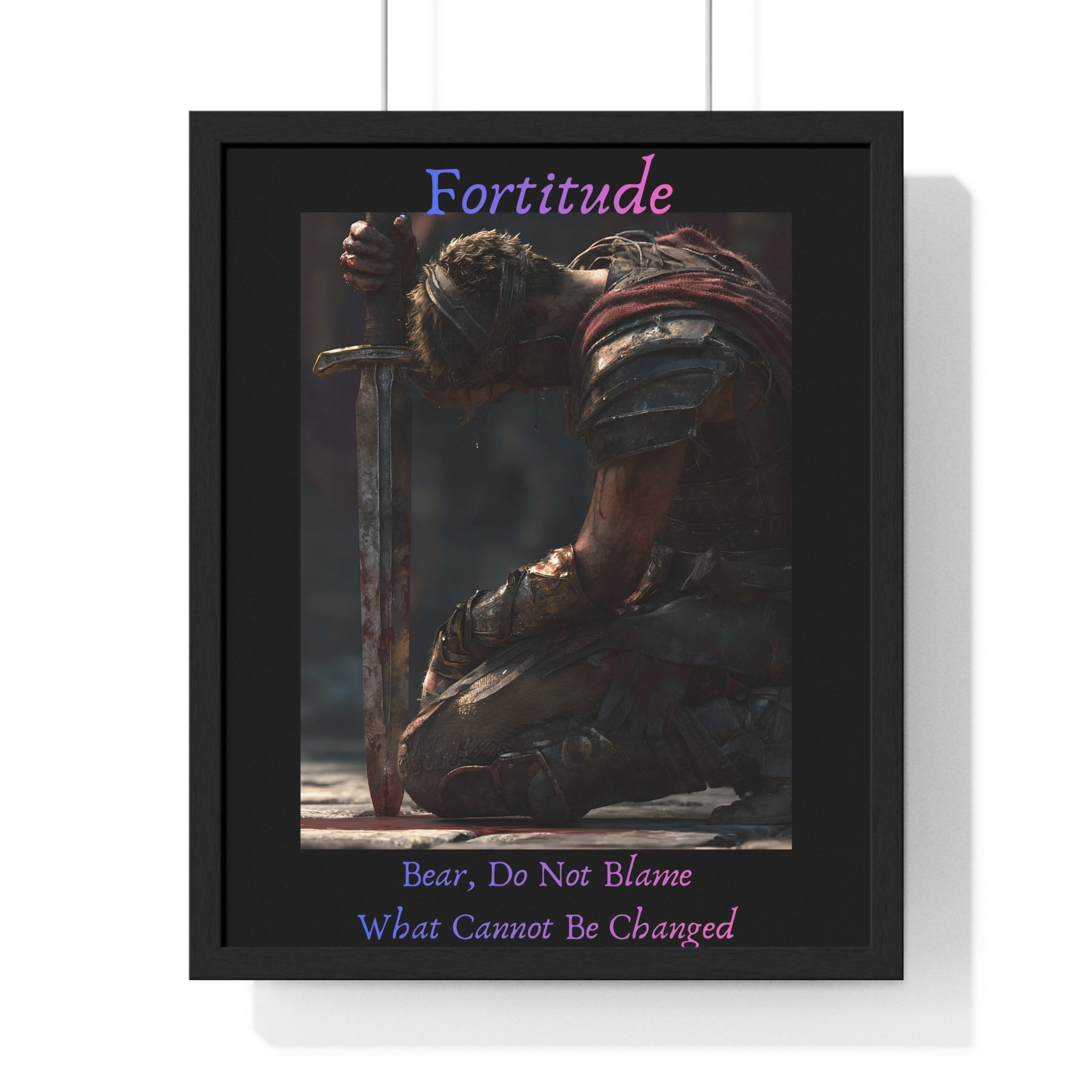 "Fortitude" - Roman Gladiator Vertical Framed Poster | Strength Wall Art