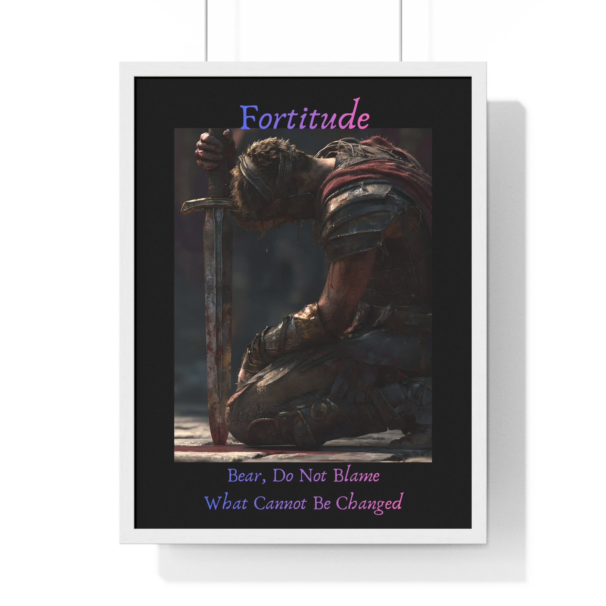 "Fortitude" - Roman Gladiator Vertical Framed Poster | Strength Wall Art
