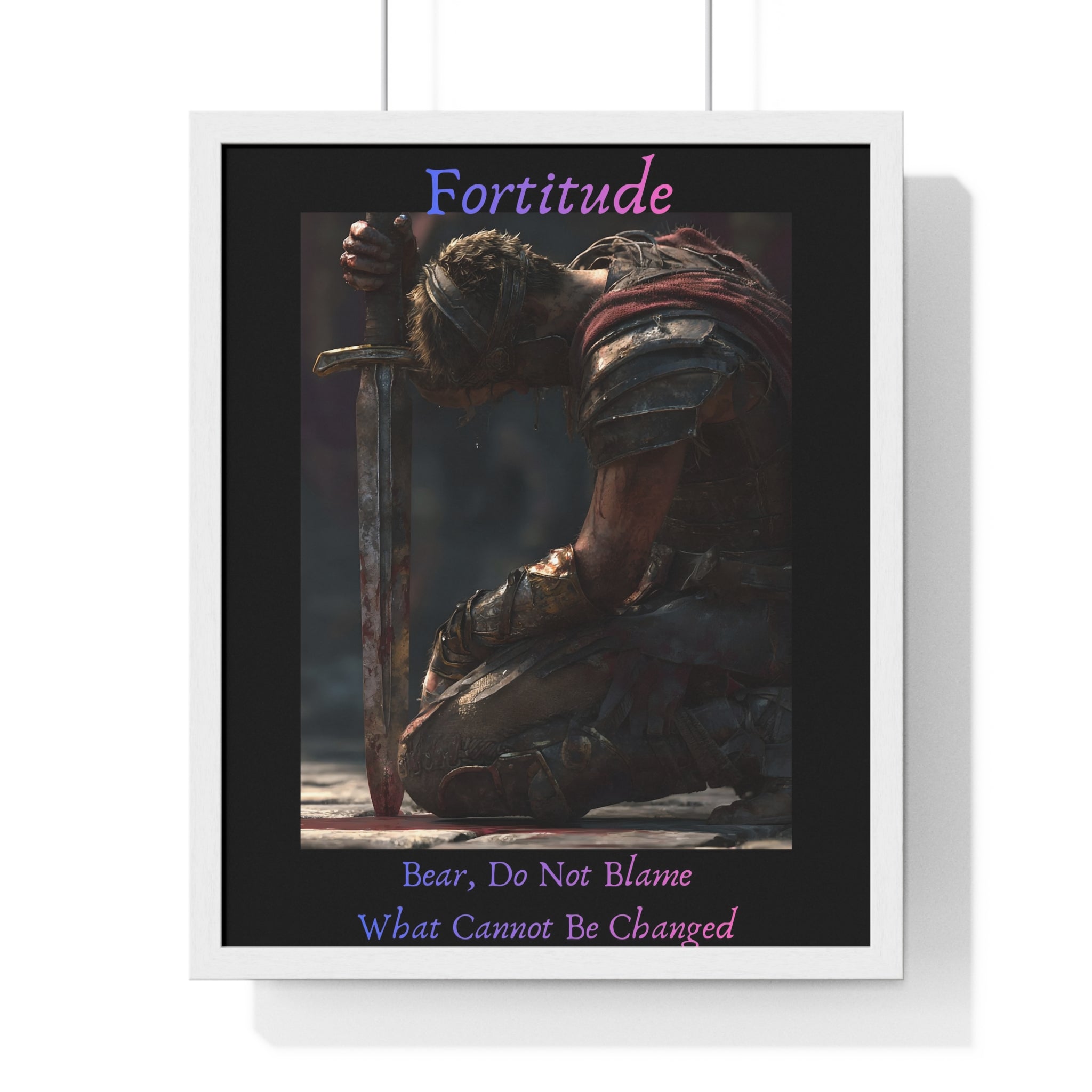 "Fortitude" - Roman Gladiator Vertical Framed Poster | Strength Wall Art