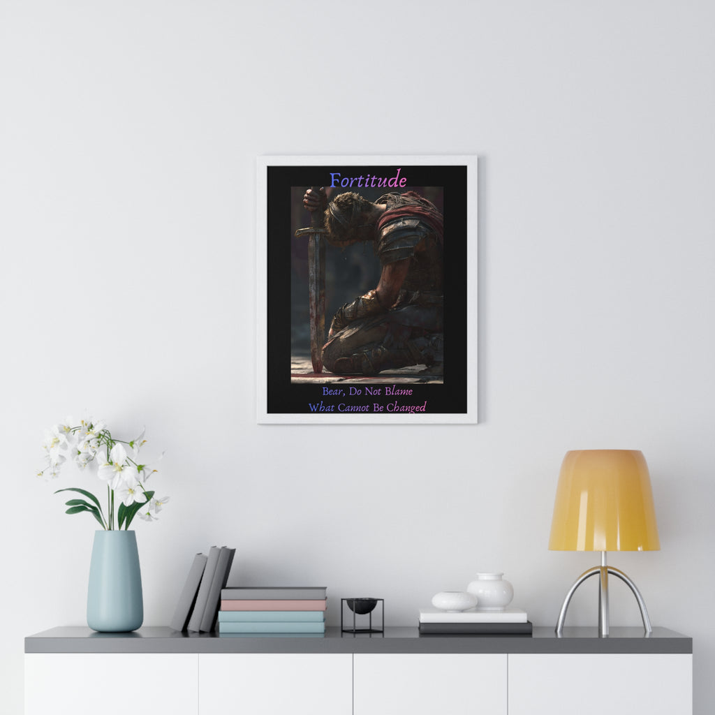 "Fortitude" - Roman Gladiator Vertical Framed Poster | Strength Wall Art