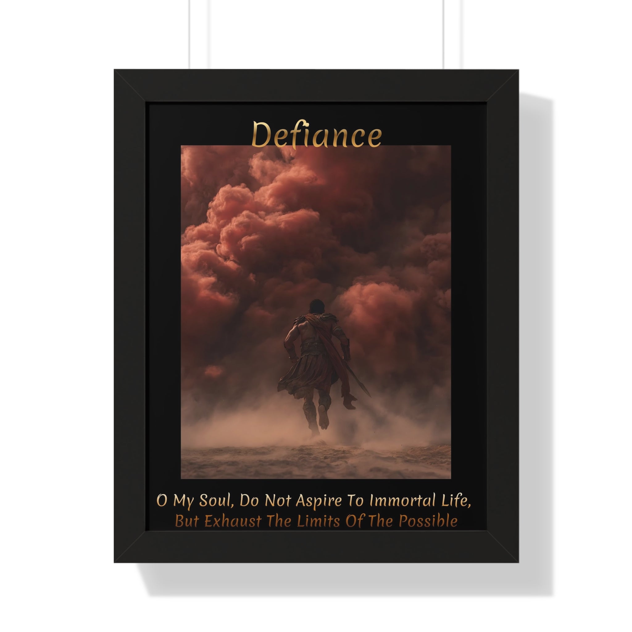 "Defiance" - Roman Gladiator Themed  Art Framed Poster | Bold Statement Wall Art