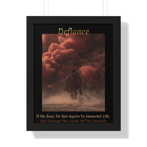"Defiance" - Roman Gladiator Themed  Art Framed Poster | Bold Statement Wall Art