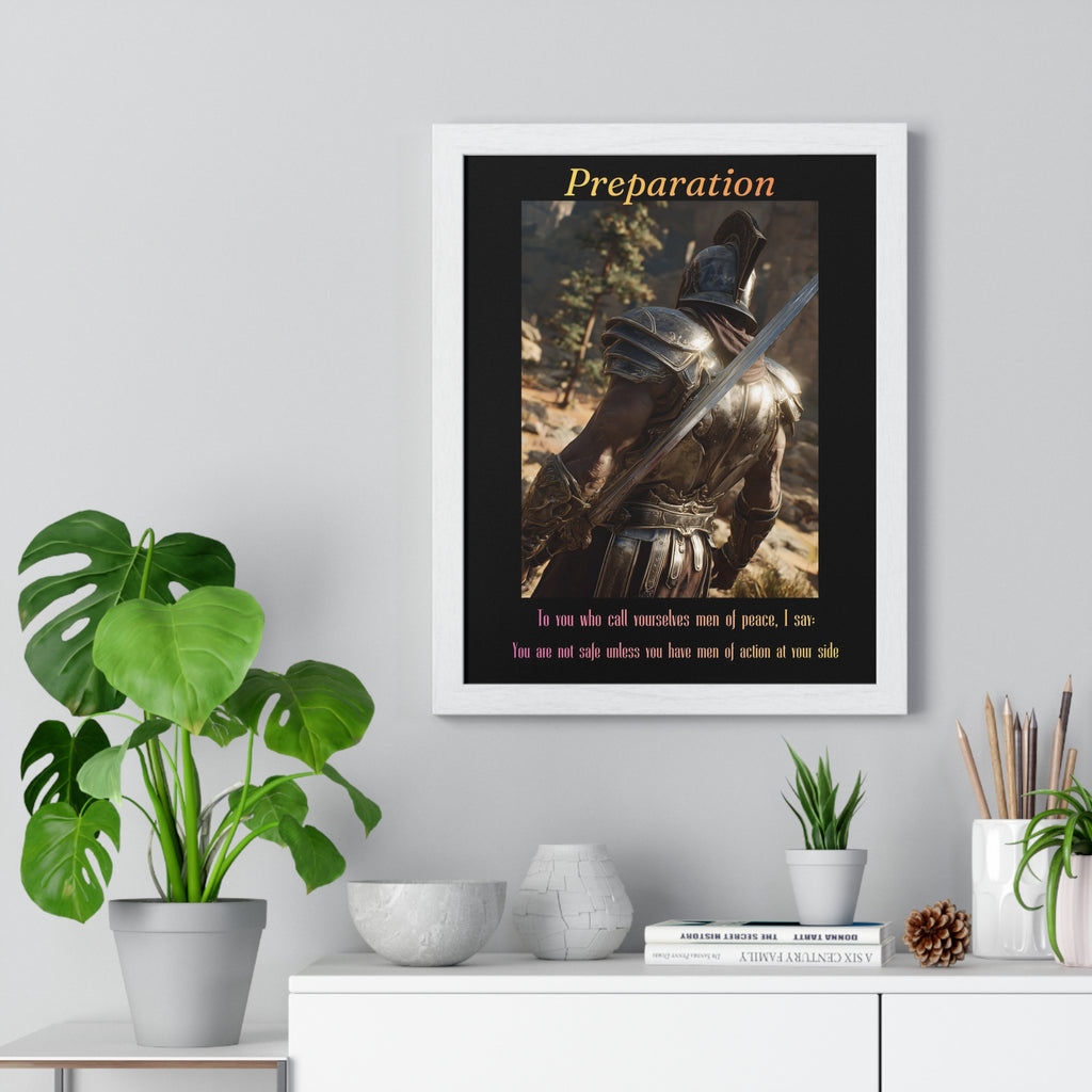 "Preparation" - Roman Gladiator Themed Vertical Framed Poster