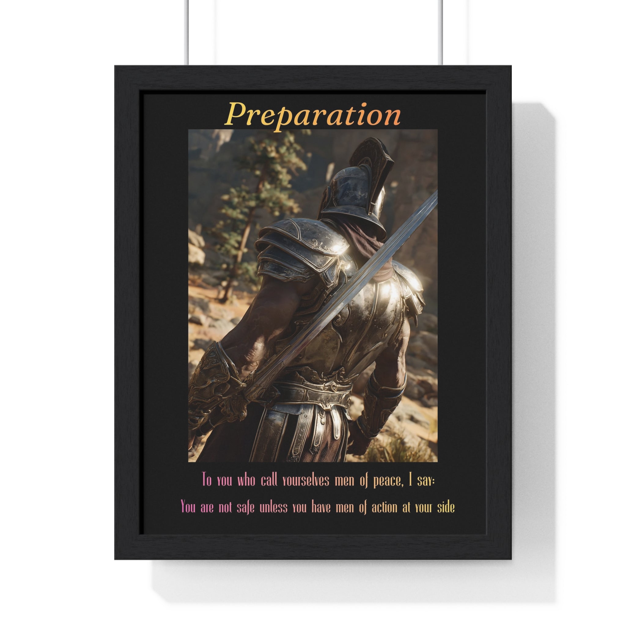 "Preparation" - Roman Gladiator Themed Vertical Framed Poster