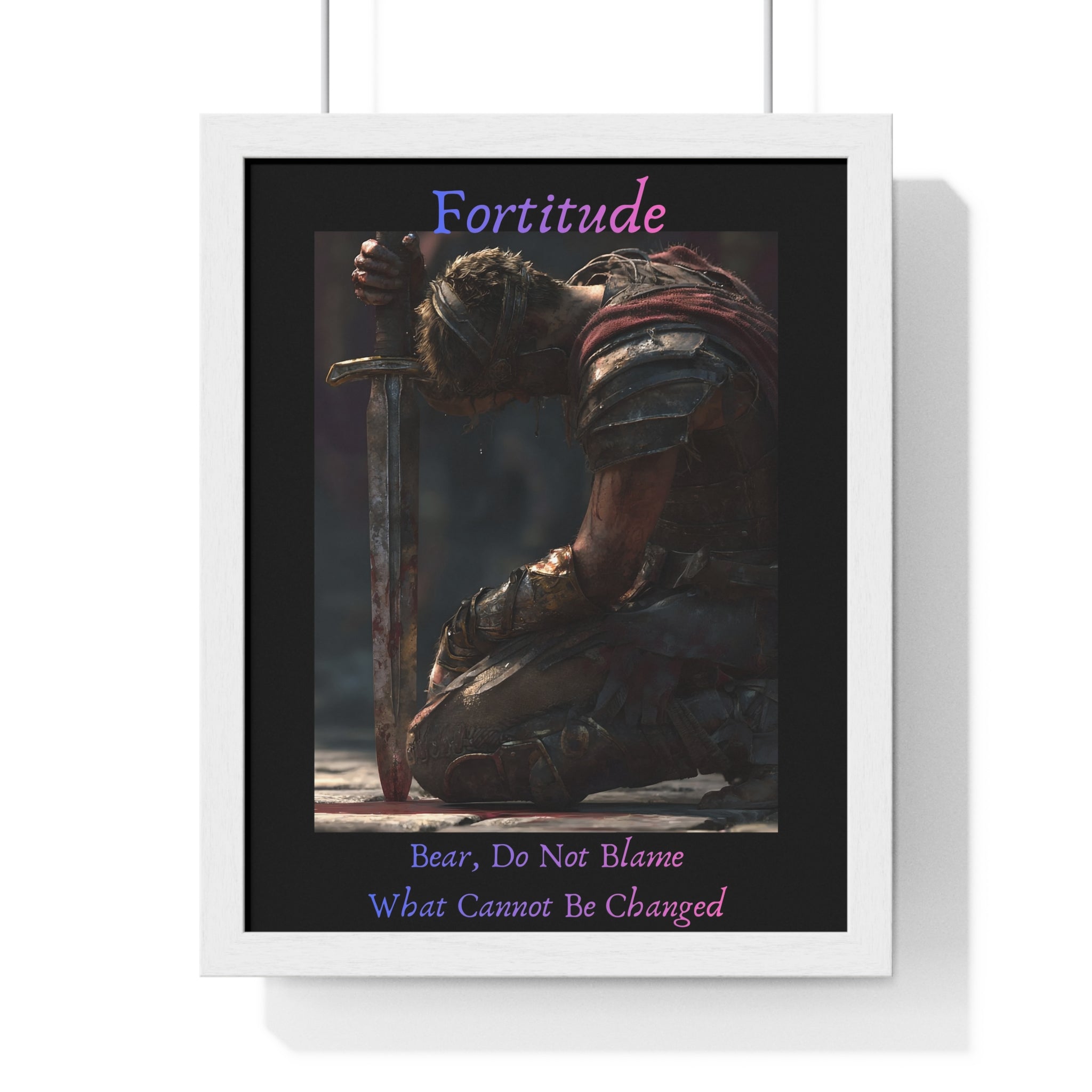 "Fortitude" - Roman Gladiator Vertical Framed Poster | Strength Wall Art