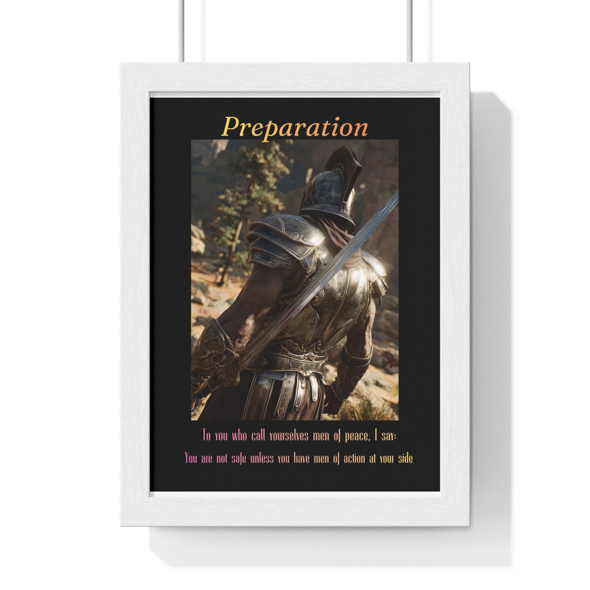 "Preparation" - Roman Gladiator Themed Vertical Framed Poster