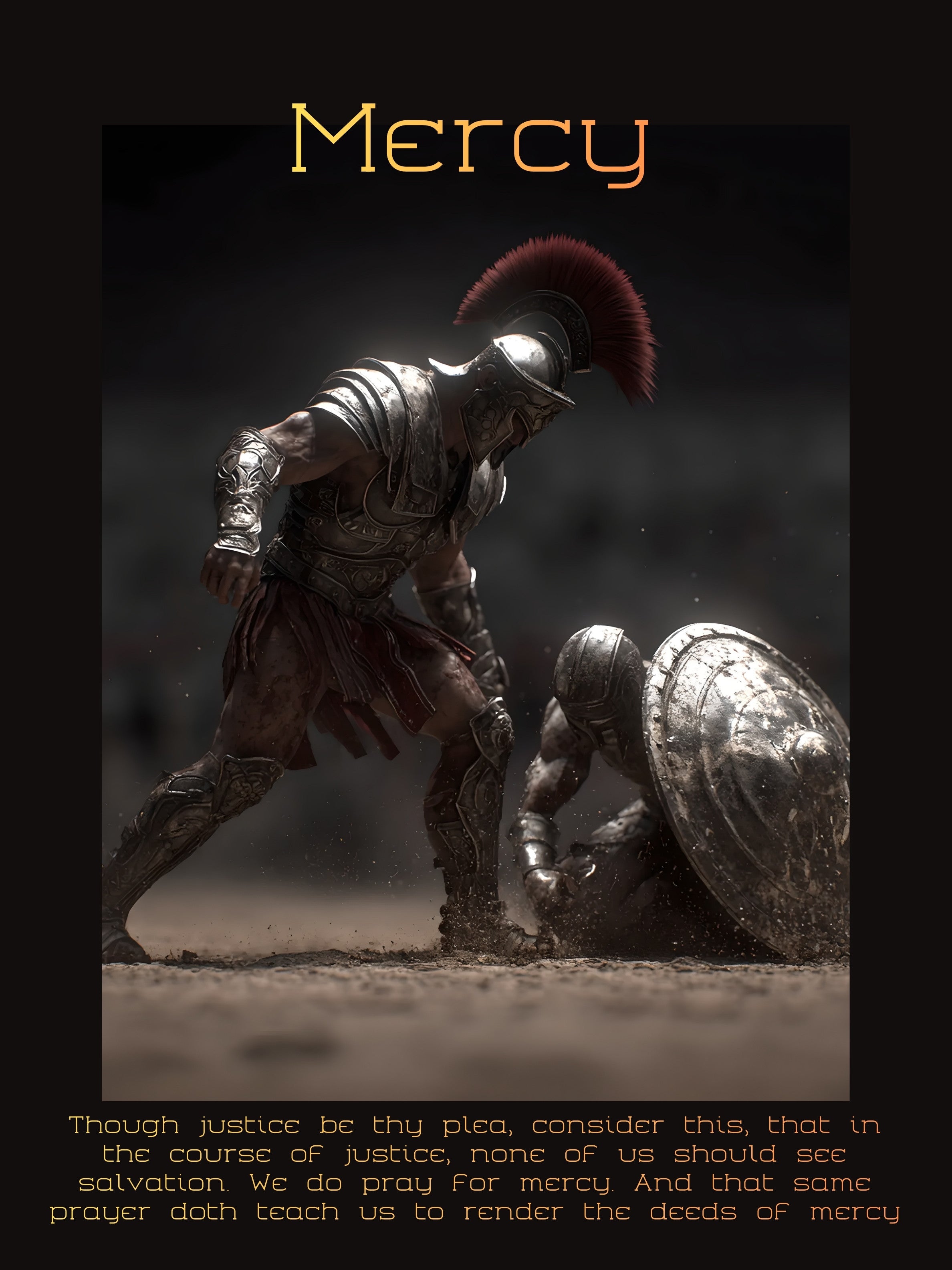 Mercy - Roman Gladiator Themed Art Framed Canvas | Compassionate Wall Art