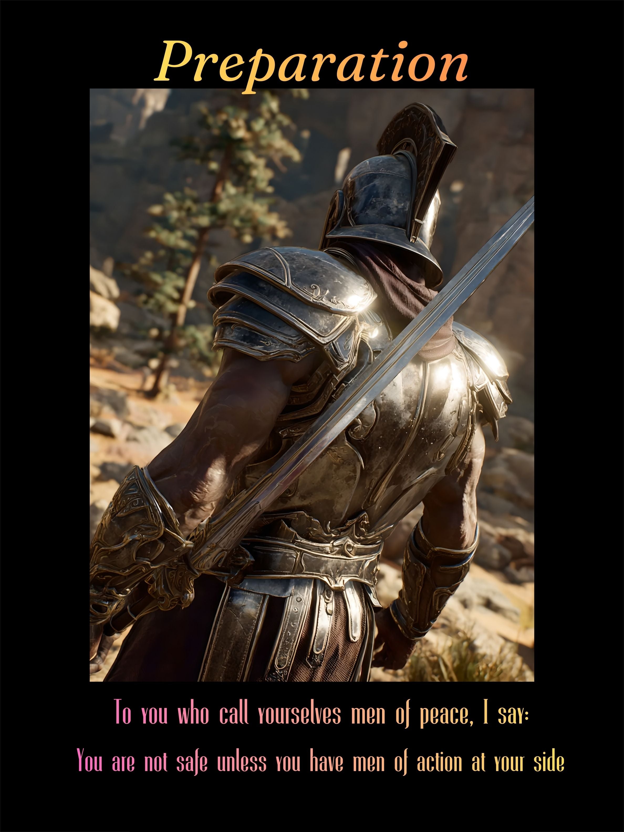 "Preparation" - Roman Gladiator Themed Art Framed Canvas | Motivational Wall Art